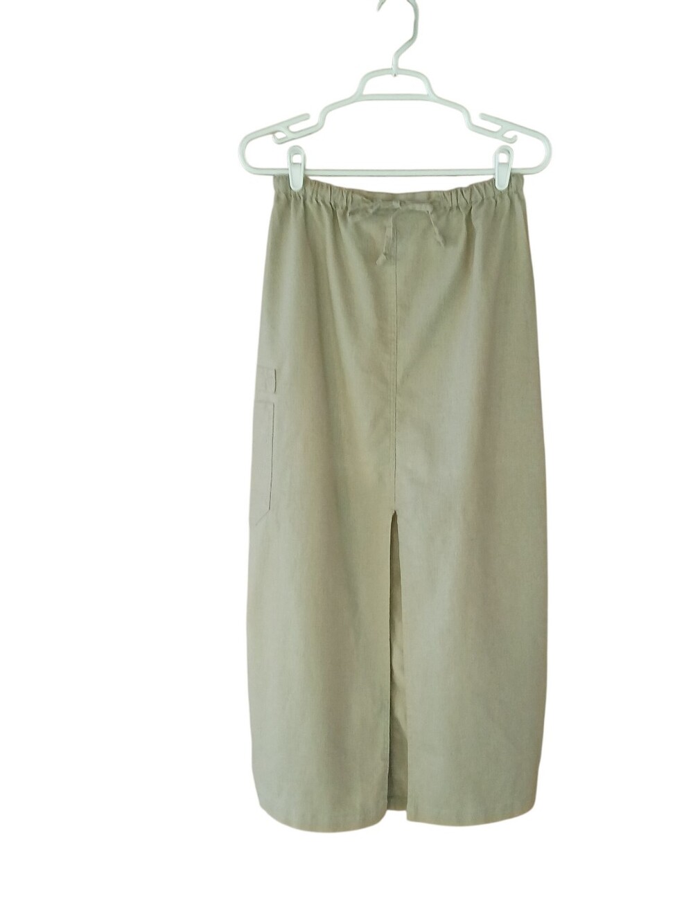 St. John's Bay Flax Beige Front Slit Linen Blend Maxi Cargo Skirt Large